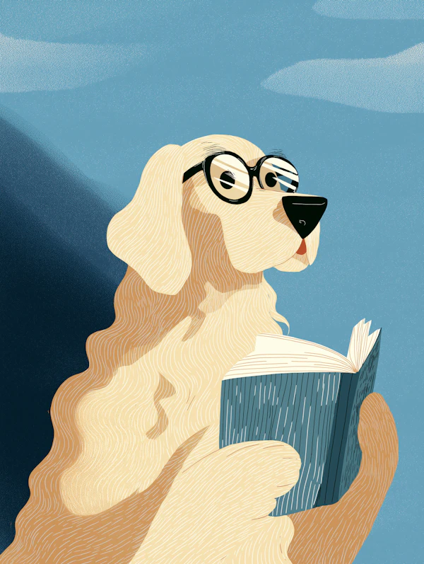 Golden Retriever Scholar in Glasses