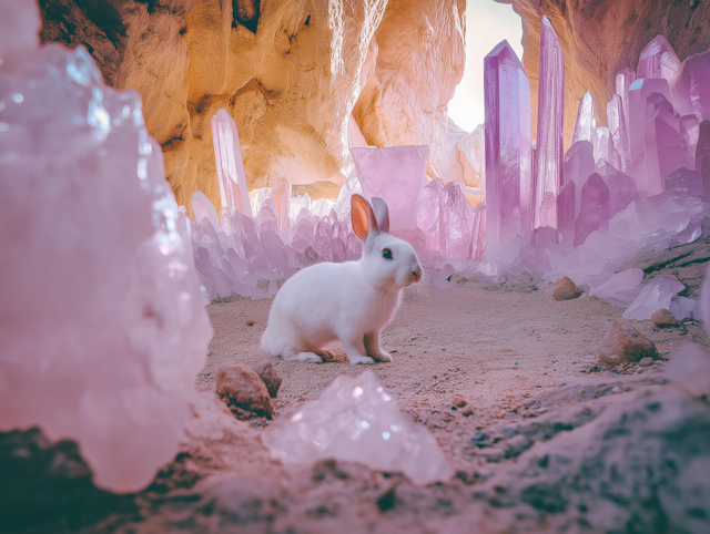 Mystical Rabbit in Crystal Cave