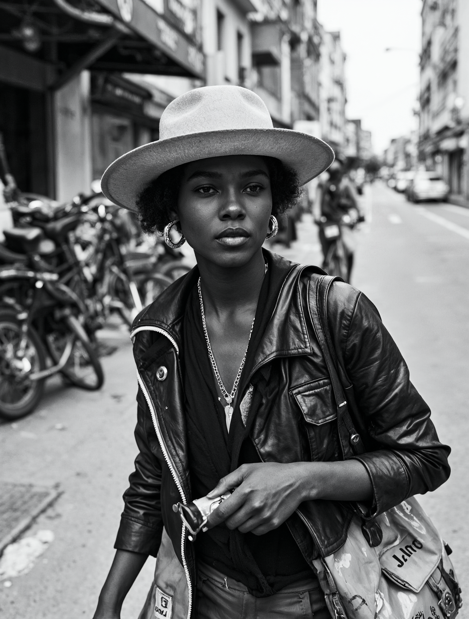 Stylish Black Woman in Urban Outfits