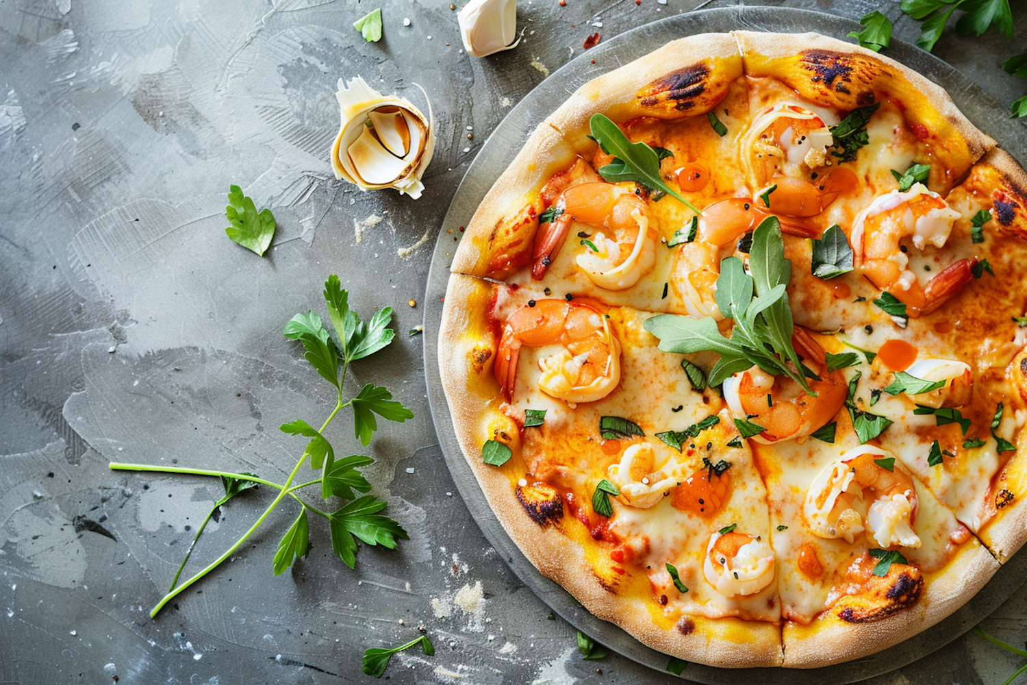 Freshly Baked Shrimp Pizza