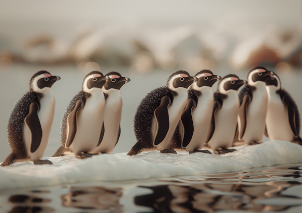 Serene Penguin Gathering in Snowy Habitat