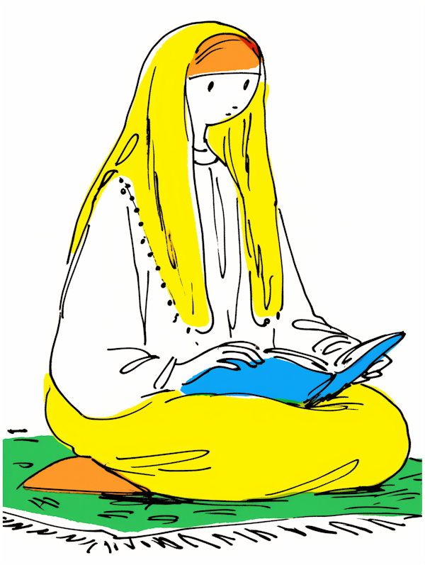 Colorful Illustration of Woman Reading