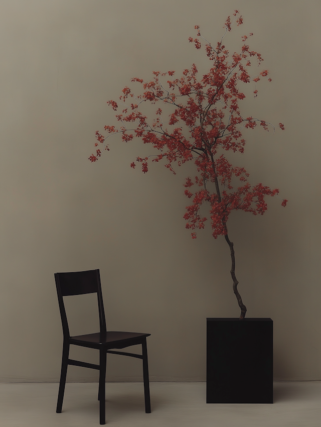 Minimalist Chair and Plant Composition