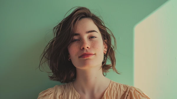 Gentle Portrait of a Contented Young Woman