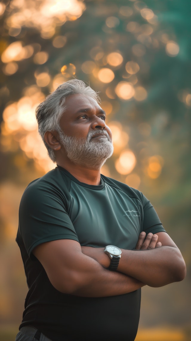 Contemplative Man in Warm Setting