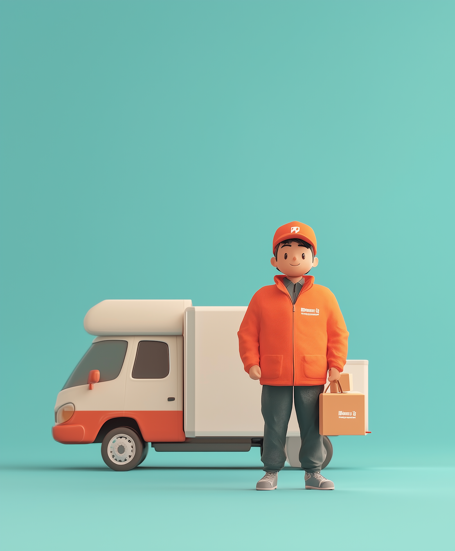 3D Animated Delivery Person with Vehicle