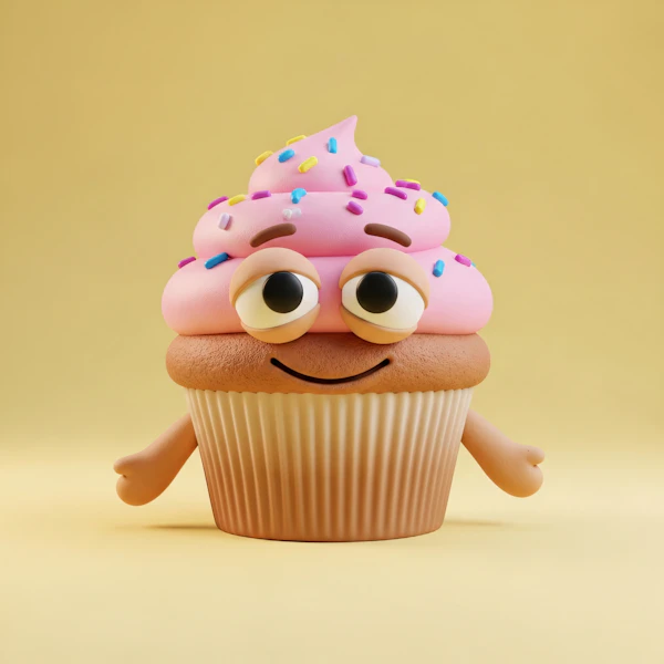 Cheerful Cupcake Character