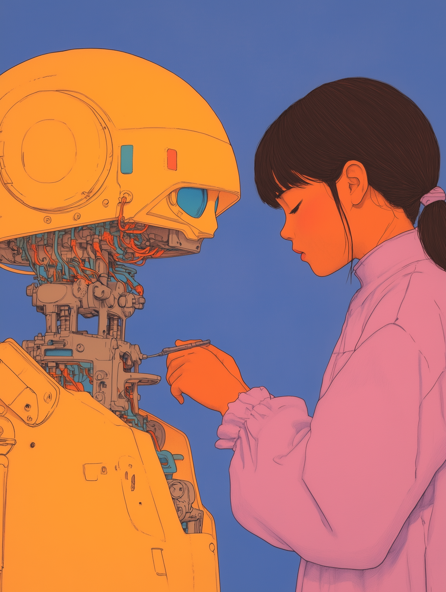 Young Person Working on Robot