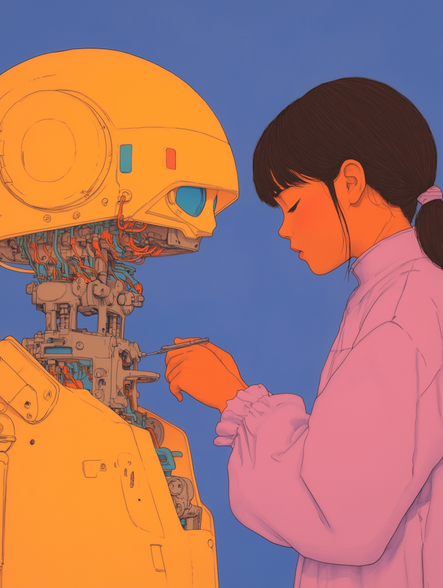 Young Person Working on Robot