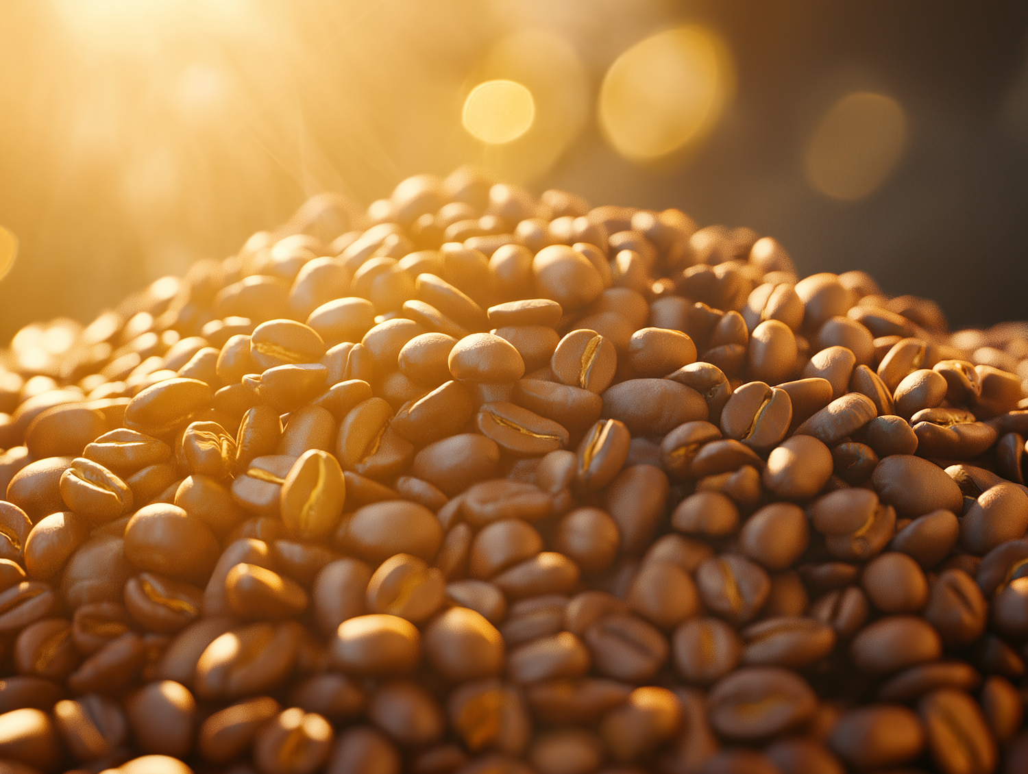 Golden Sunlit Coffee Beans