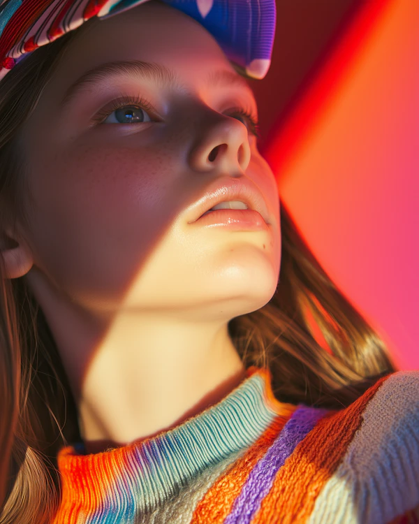 Contemplative Portrait with Colorful Sweater