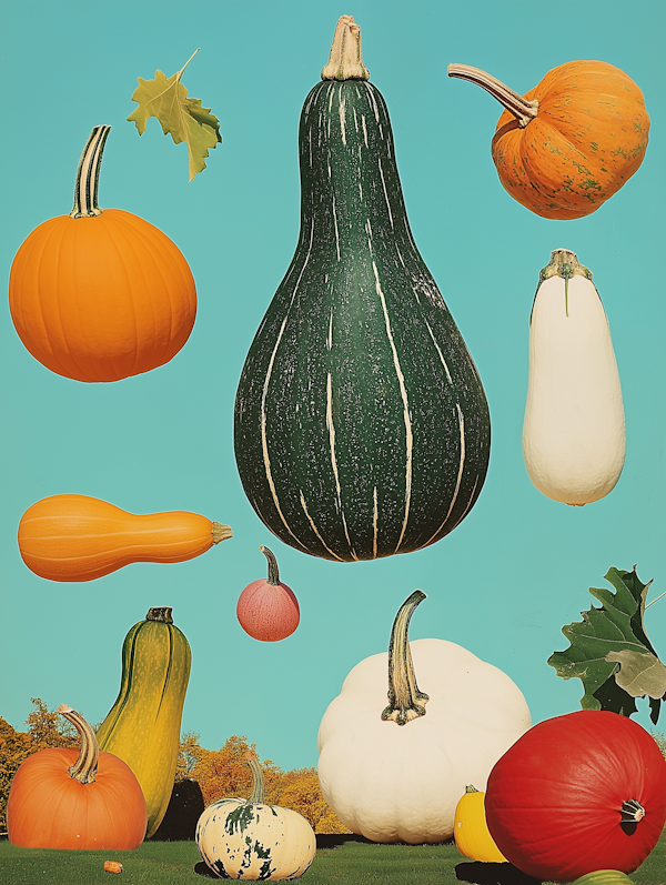 Vibrant Gourds and Pumpkins