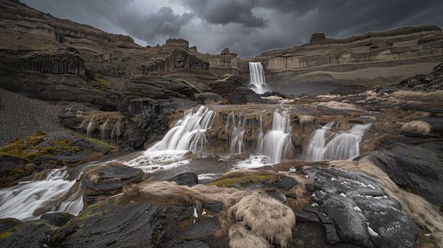 Dramatic Waterfall Landscape