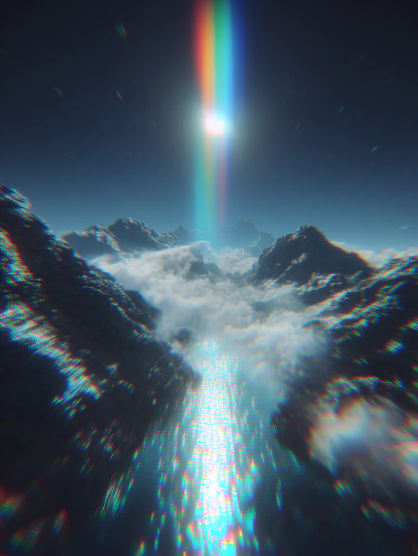 Surreal Rainbow Landscape