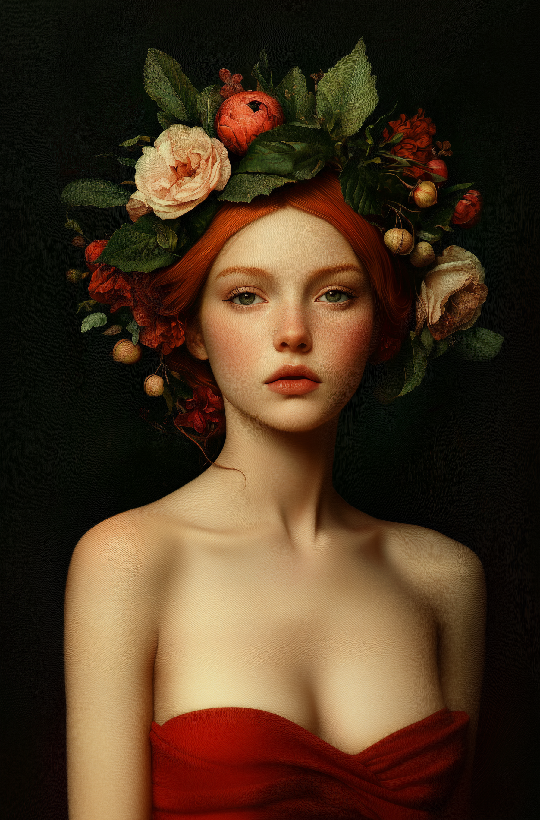 Floral Crowned Woman Illustration