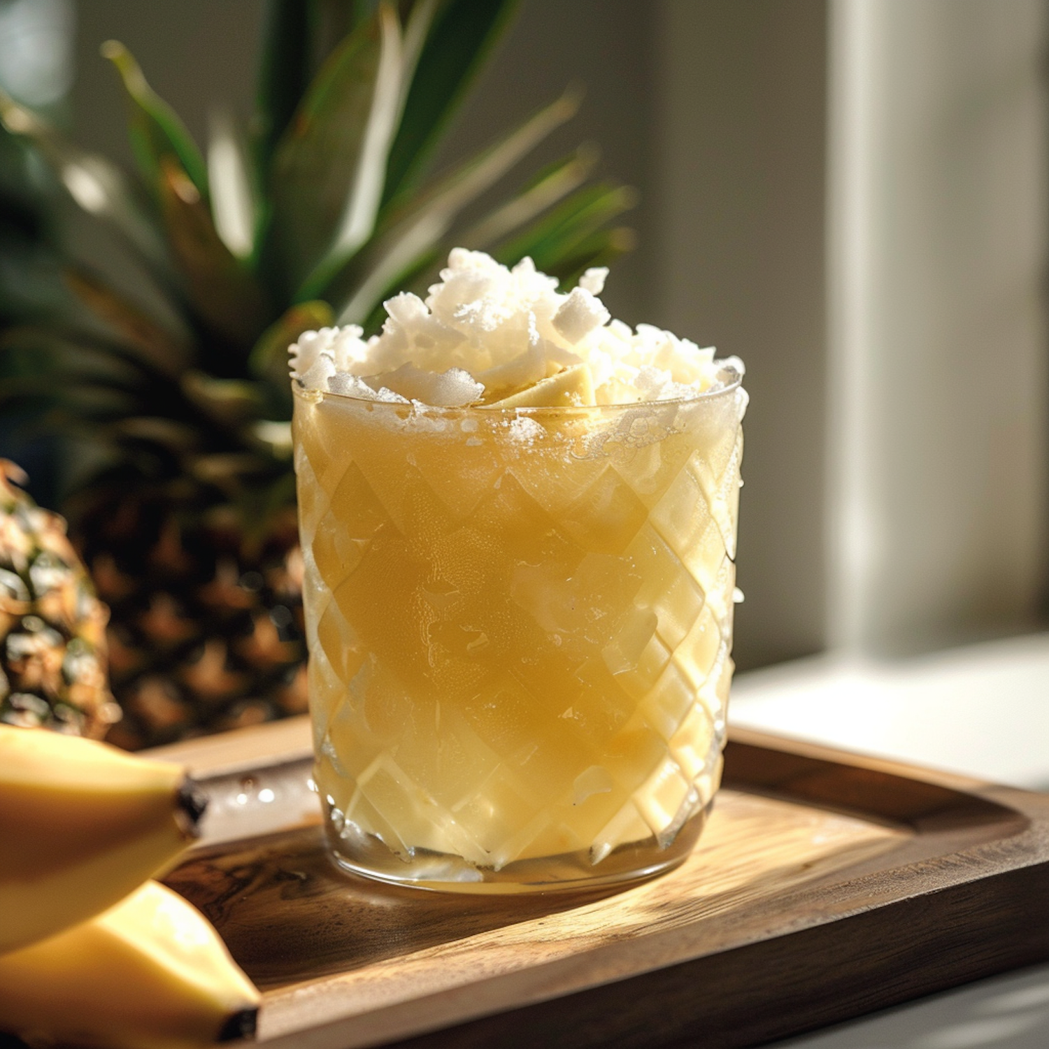 Tropical Pineapple Drink in Textured Glass