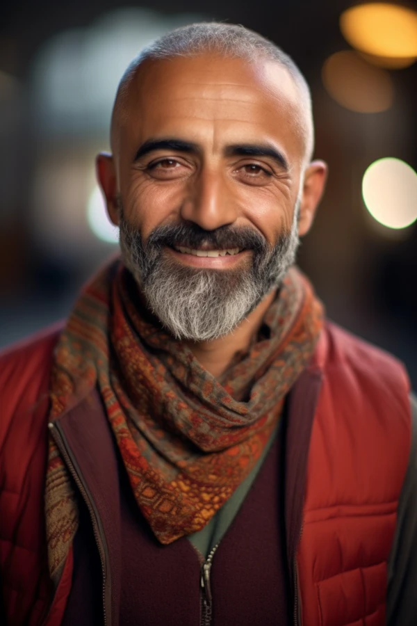 Mediterranean Man with Warm Autumnal Attire