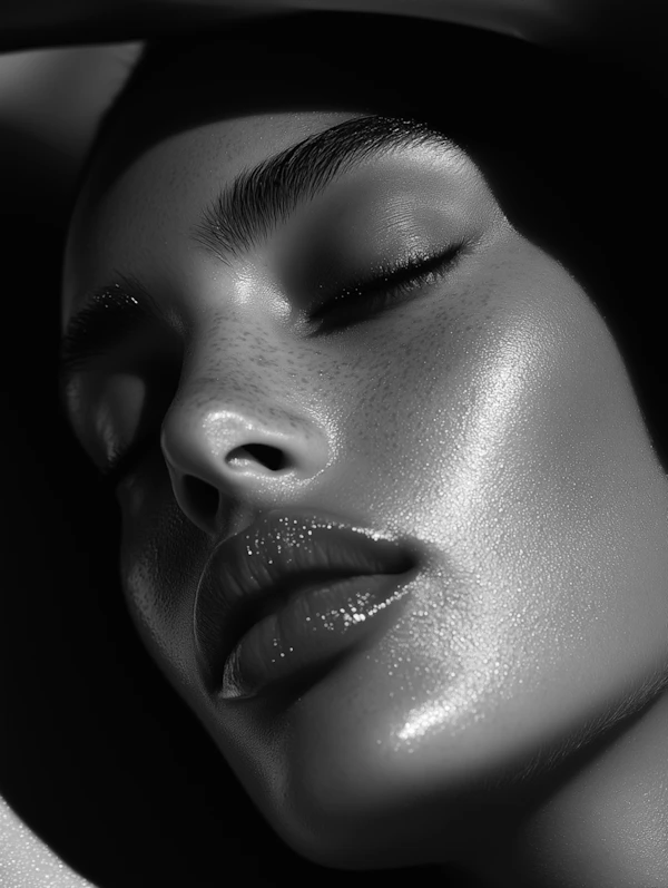 Black and White Portrait of a Human Face