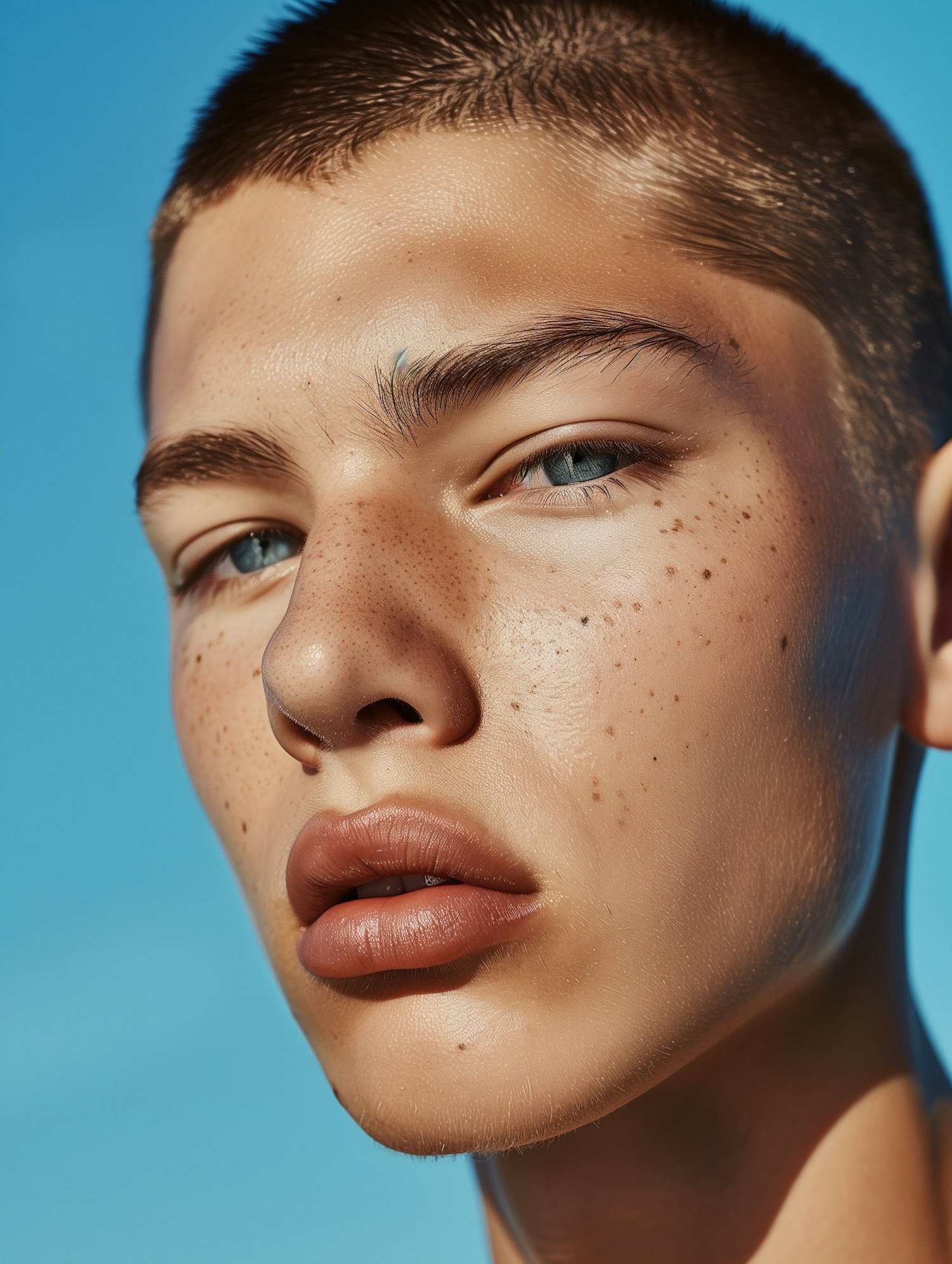 Portrait of a Young Male with Freckles