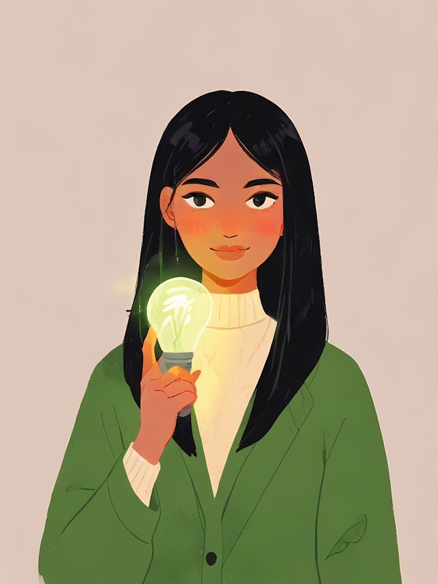 Woman with Light Bulb