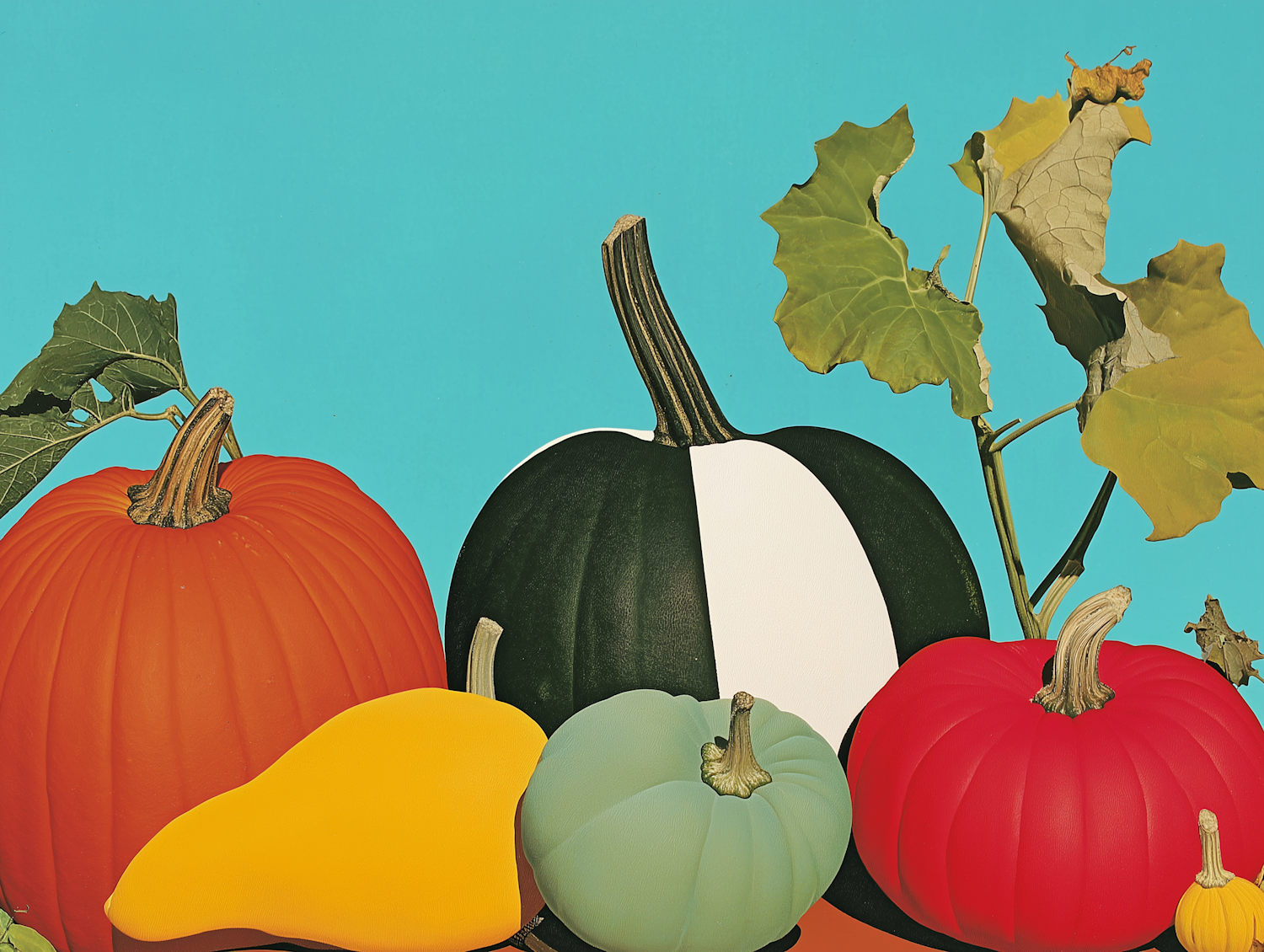 Colorful Pumpkins and Gourds