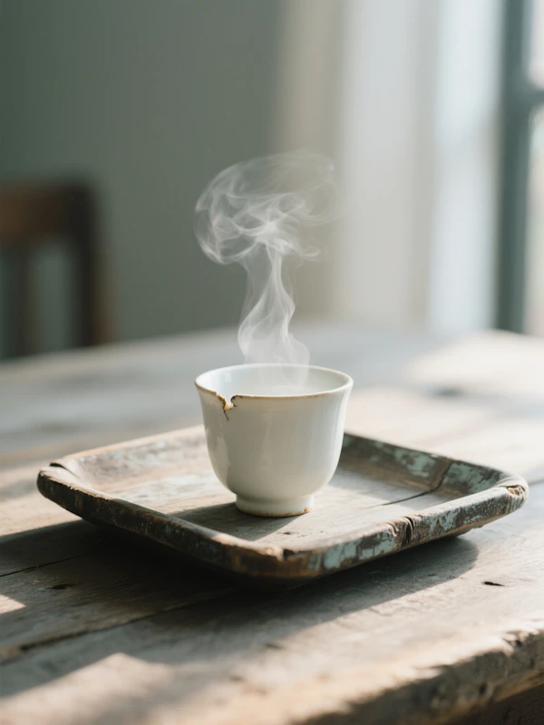 Rustic Ceramic Cup Scene
