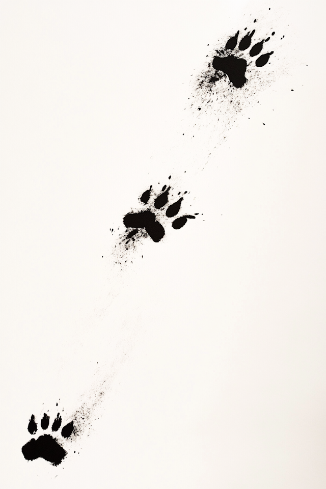 Black Paw Prints on White Background