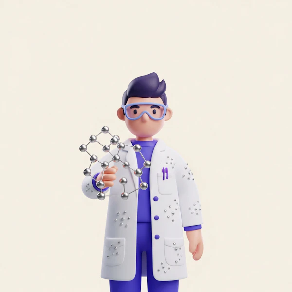 Scientist with Molecule