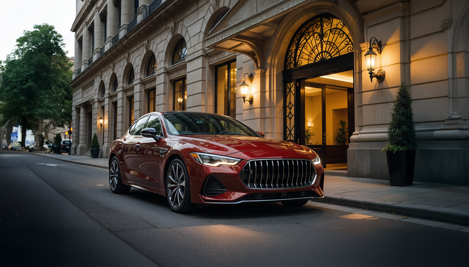 Luxury Car on City Street