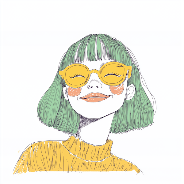 Joyful Person with Green Hair