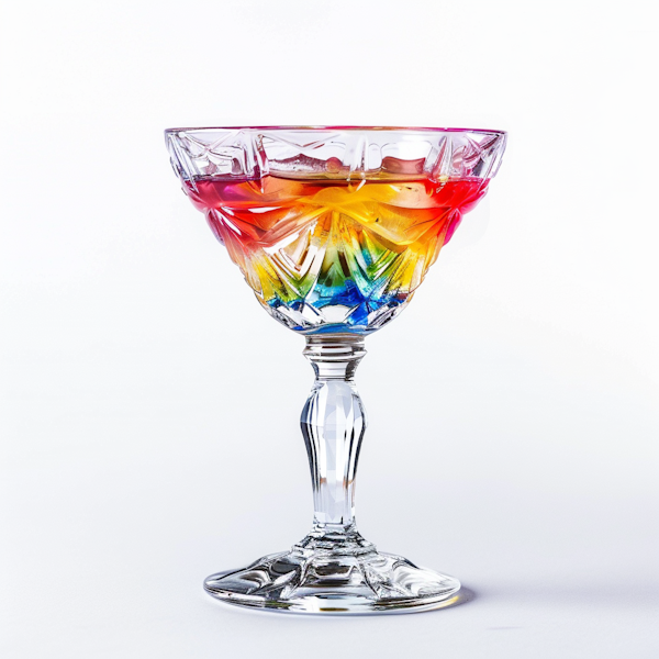 Colorful Glass Goblet with Multicolored Liquid