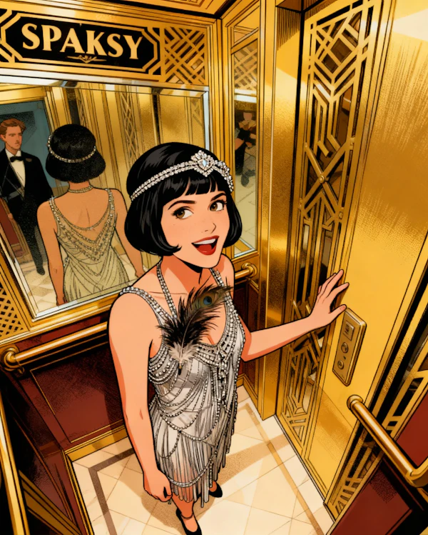 Flapper in Golden Elevator