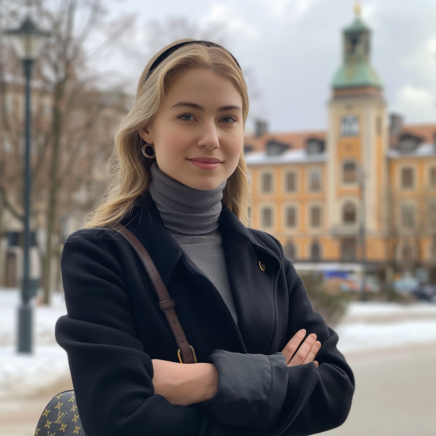 Confident Young Woman in a European City