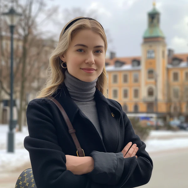 Confident Young Woman in a European City