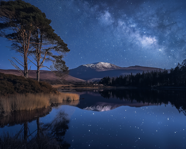 Serene Night Sky by the Lake