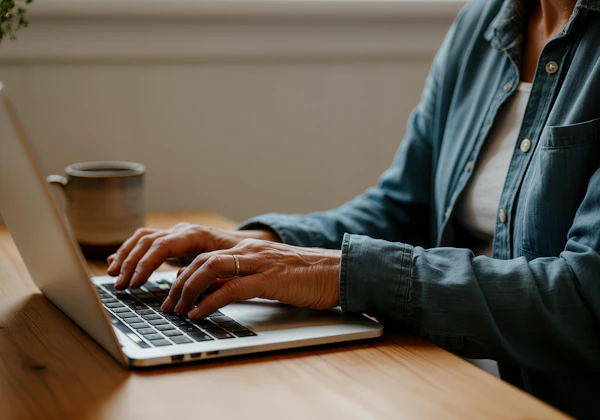 Typing on Laptop