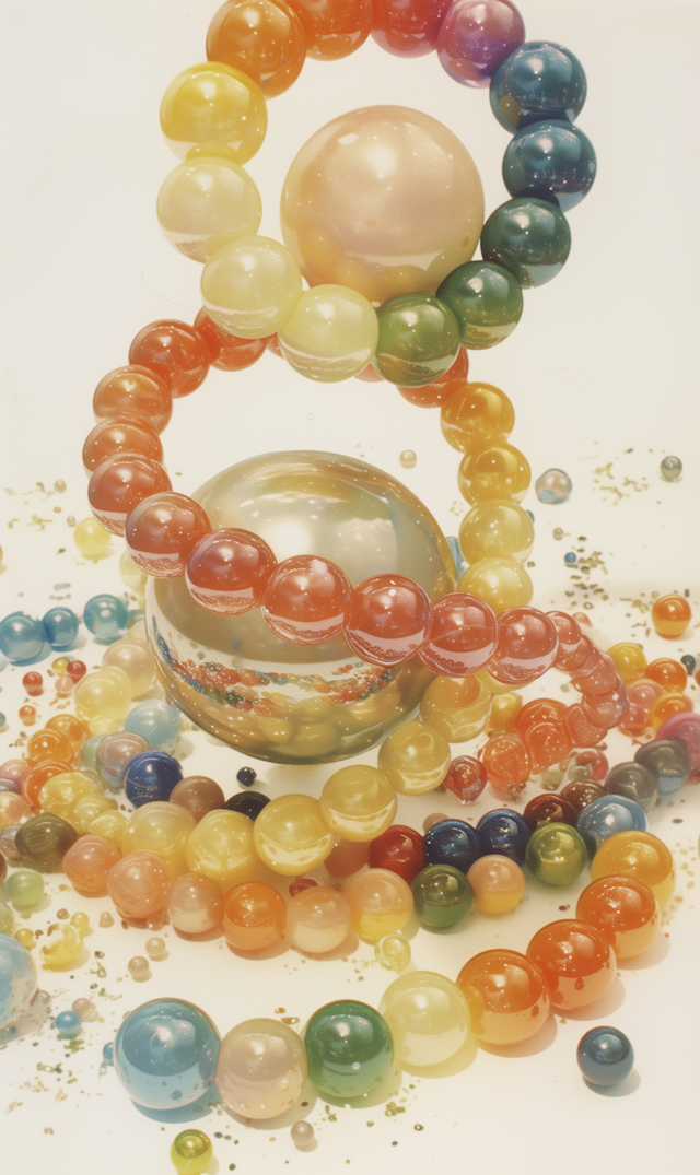 Colorful Beads and Spheres Arrangement