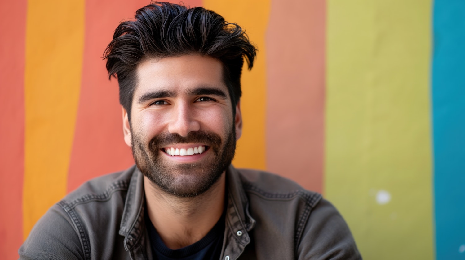 Smiling Man with Vibrant Background