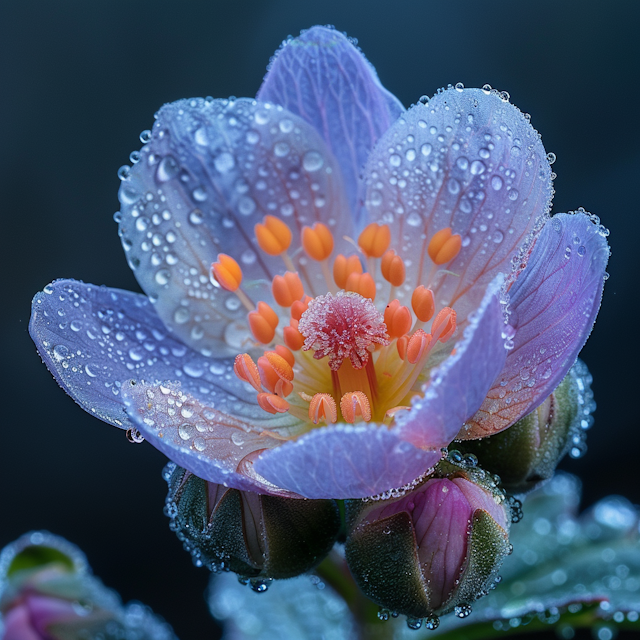 Dew-Covered Purple Flower