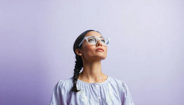 Contemplative Woman with Glasses