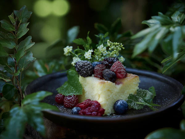 Berry Garnished Plated Cake