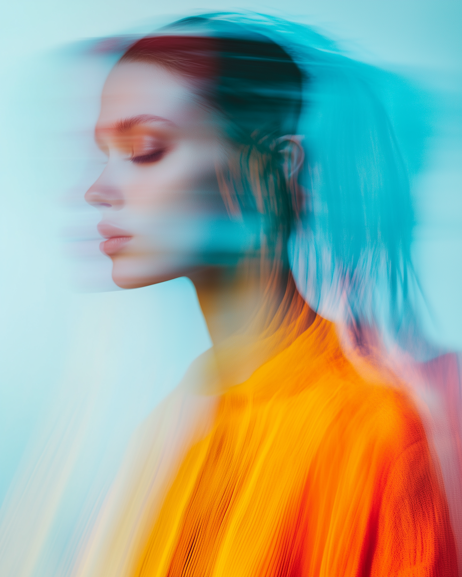 Blurred Profile in Orange and Blue