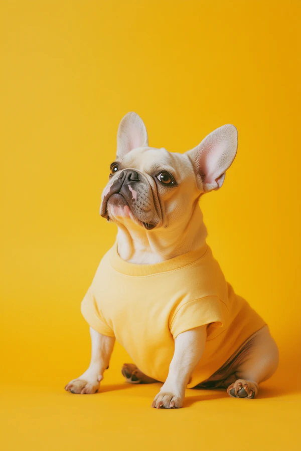 French Bulldog on Yellow Background
