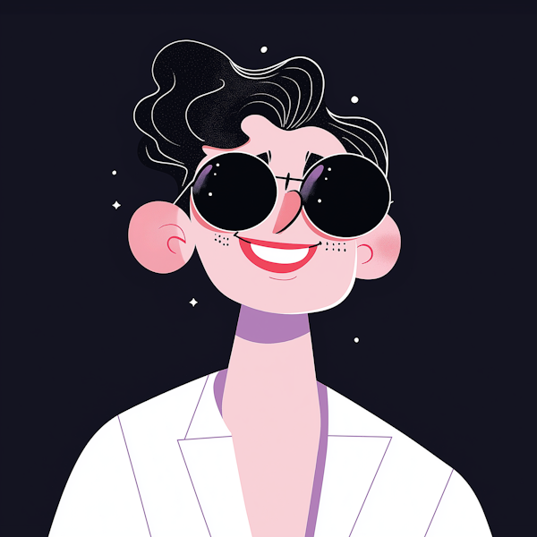 Digital Art of Smiling Character with Sunglasses