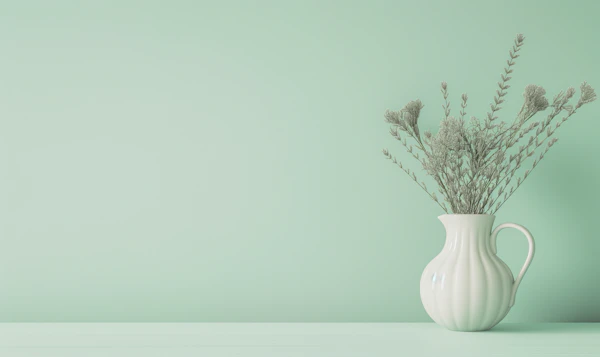 Minimalist Ceramic Jug with Dried Flowers