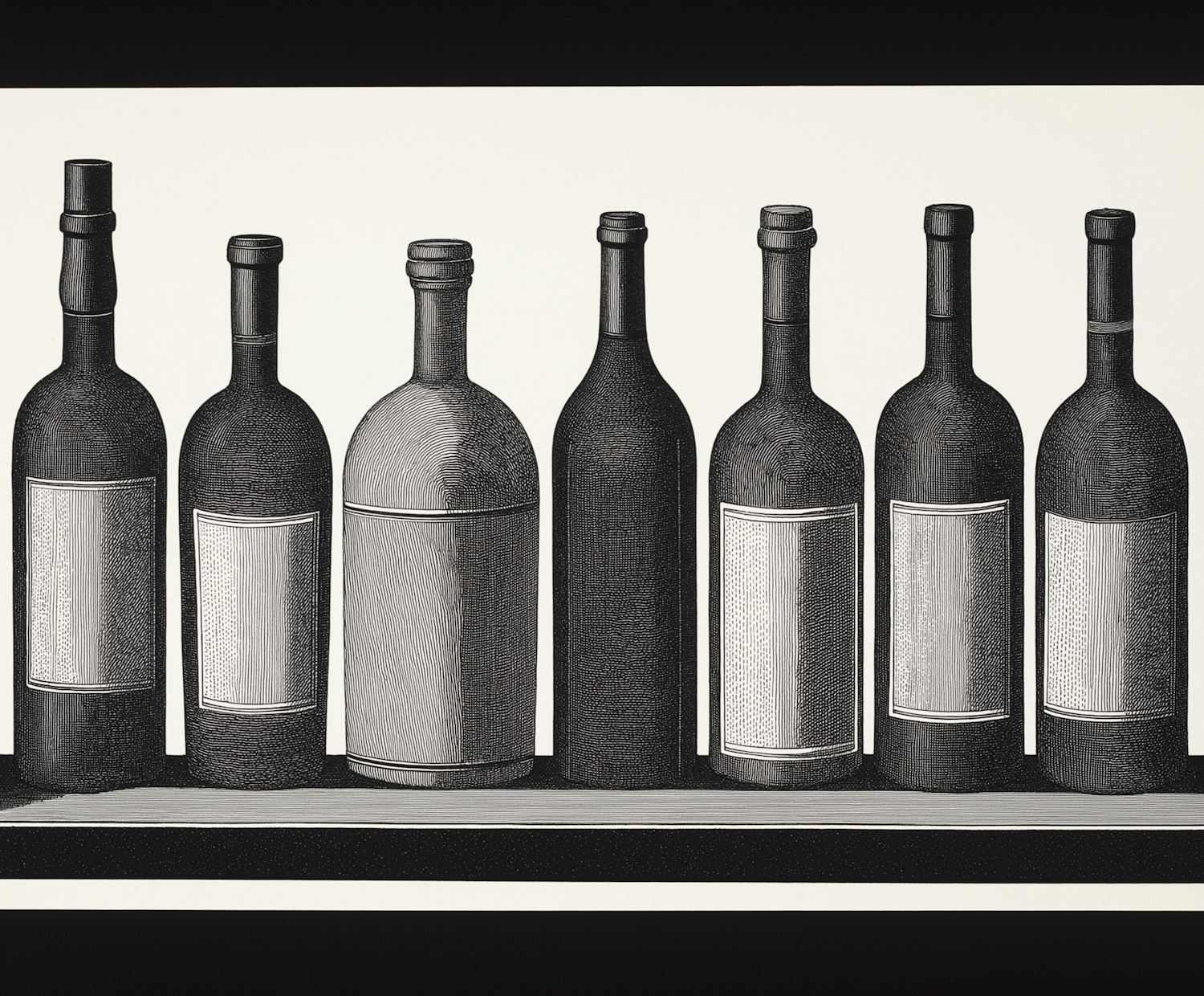 Monochromatic Wine Bottle Row