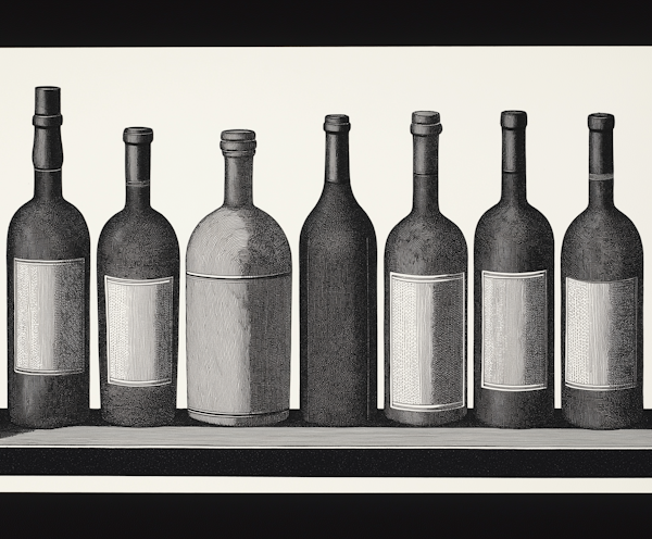 Monochromatic Wine Bottle Row