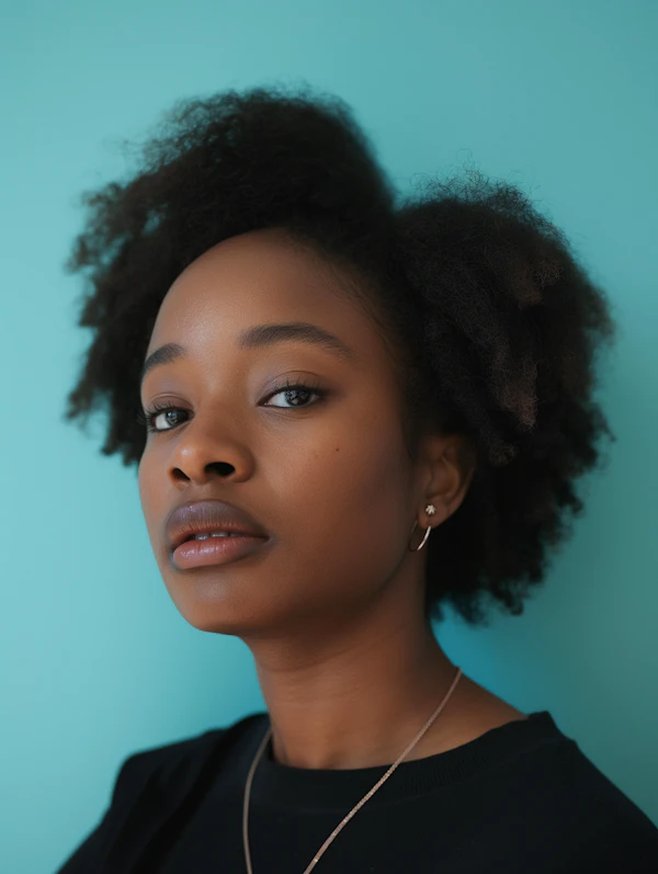 Serene Portrait of a Woman with Afro