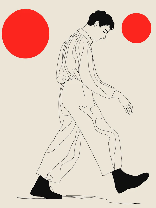 Minimalist Line Drawing of a Walking Person