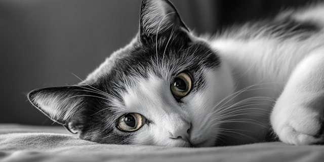 Close-up of Black and White Cat